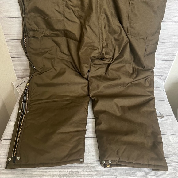 Carhartt Arctic Zip Front Bib-Overall Quilt Lined Size 50x30 Brown Model R33 - Picture 8 of 14